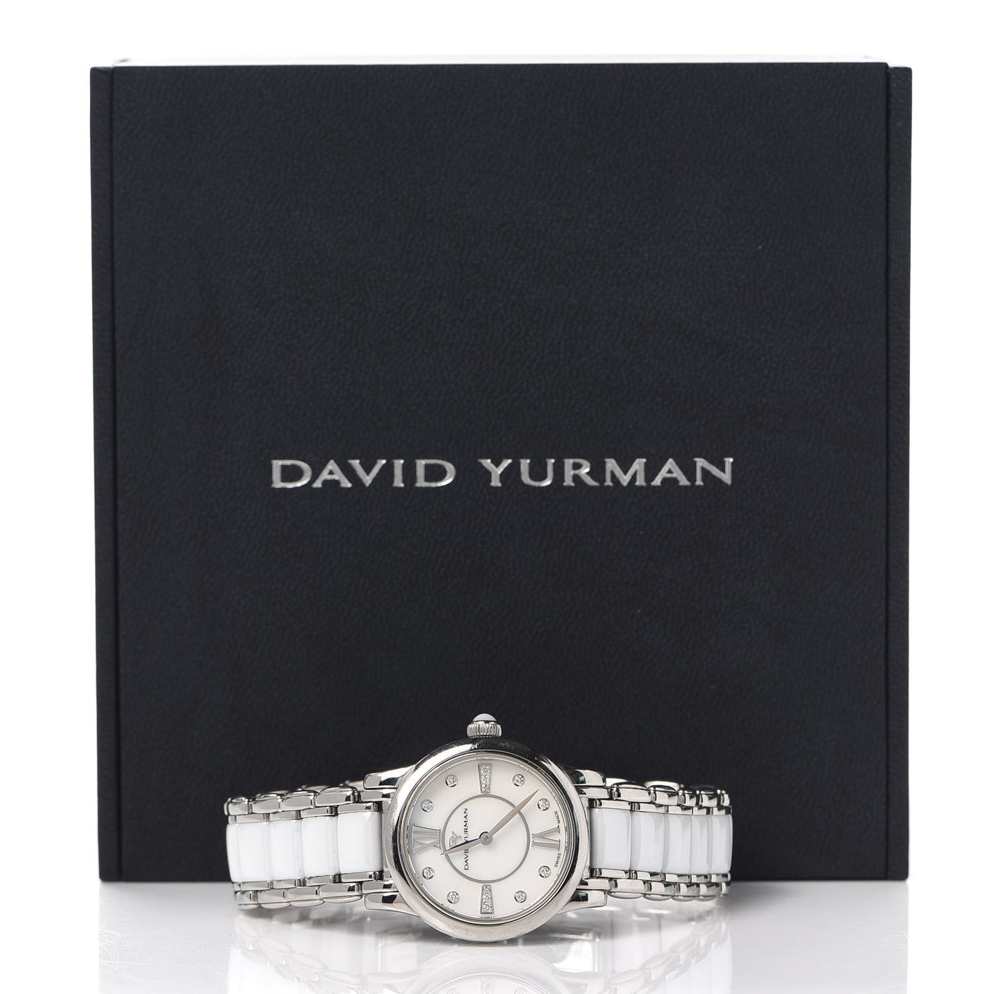 Stainless Steel Ceramic Diamond 30mm Classic Quartz Watch White