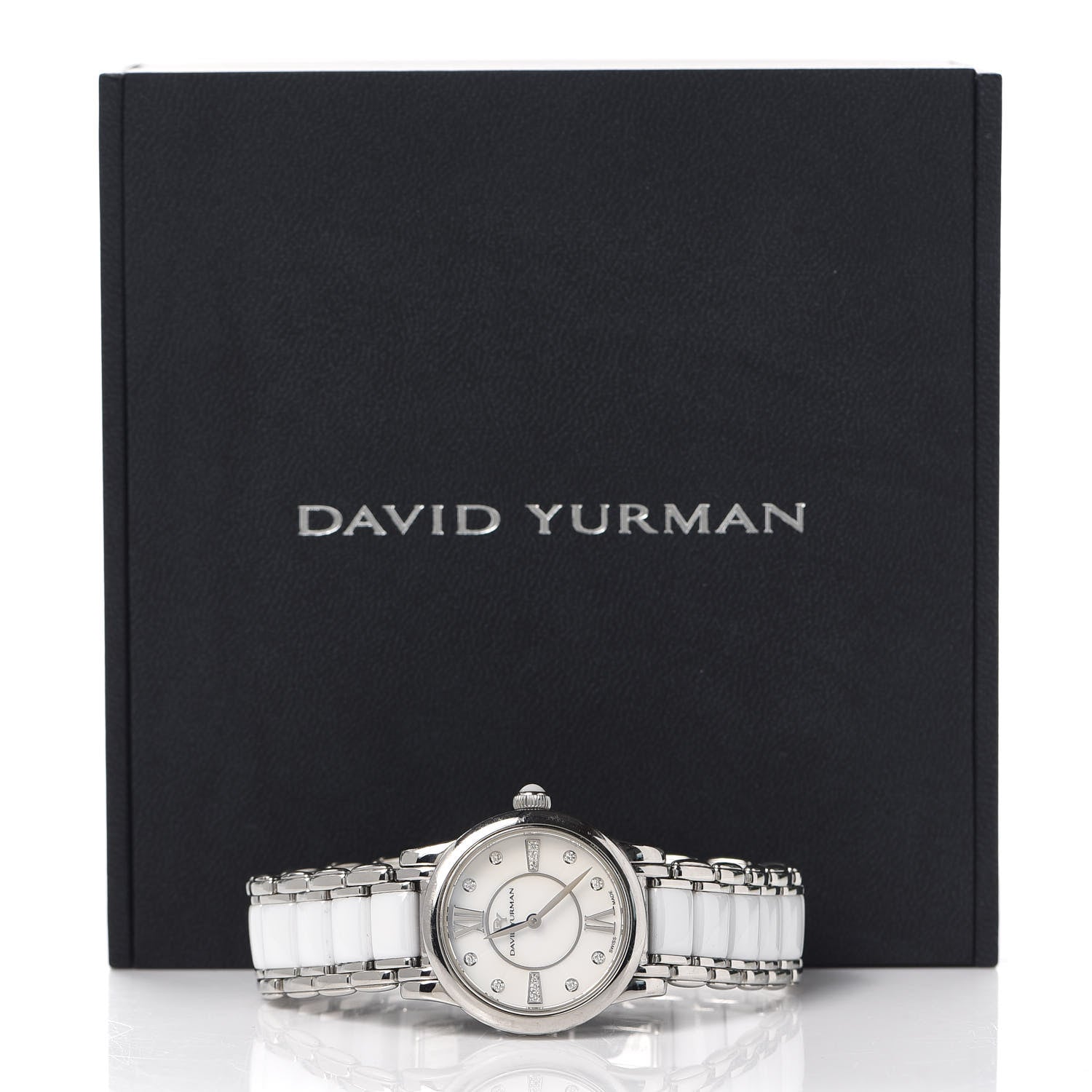 David Yurman Stainless Steel Ceramic Diamond 30mm Classic Quartz Watch White 6 of 6