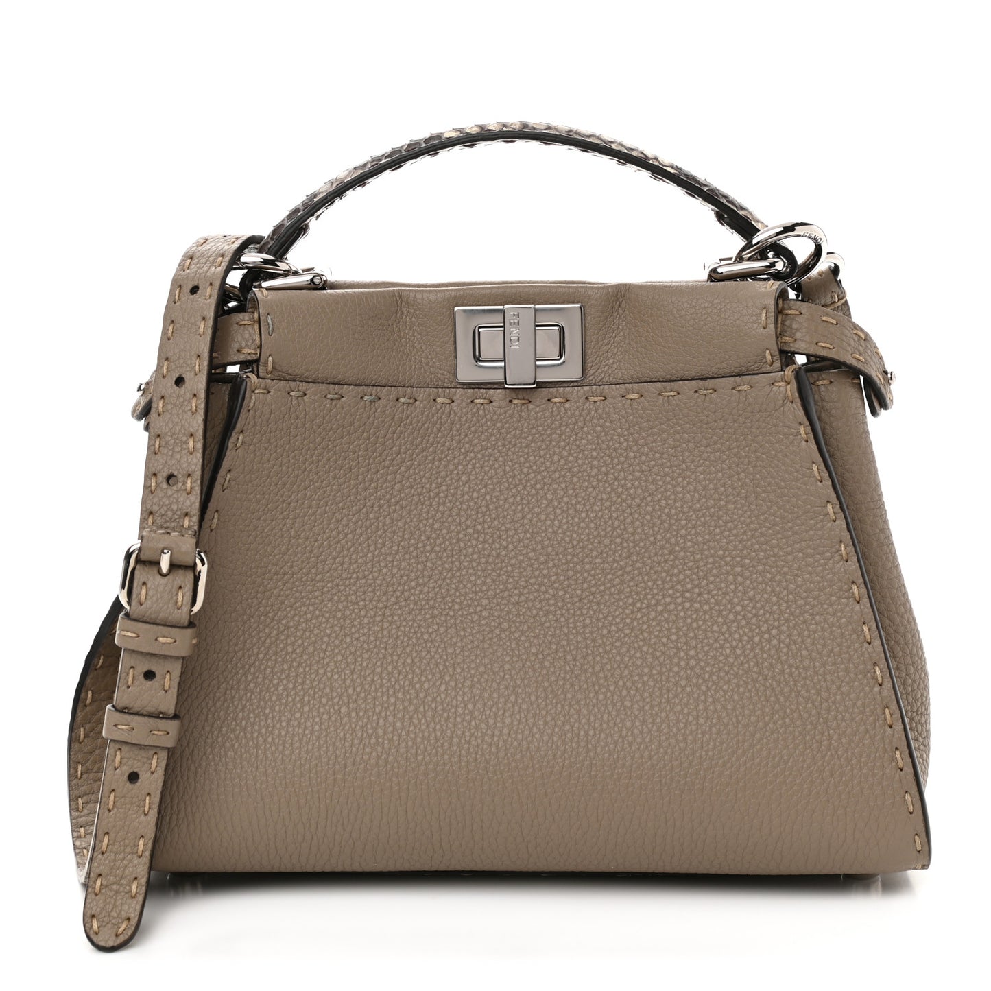 Cuoio Romano Snakeskin Selleria Mini Peekaboo Iconic Satchel Corda White