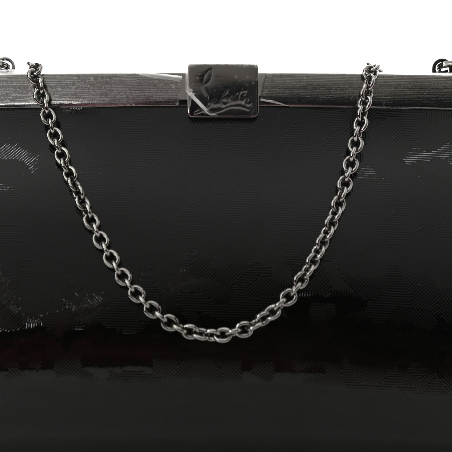 Christian Louboutin Textured Patent Palmette Clutch Black 7 of 9