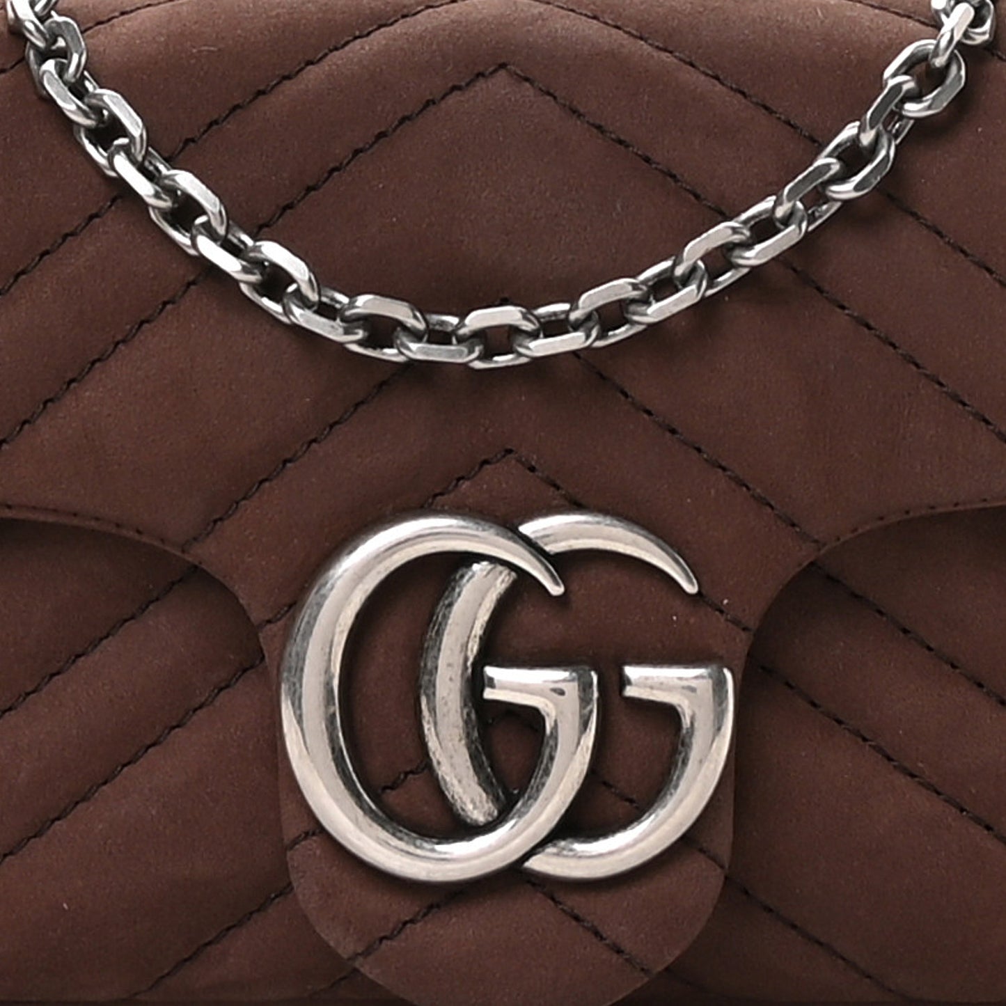 Nubuck Matelasse Mini GG Marmont Shoulder Bag Dark Brown