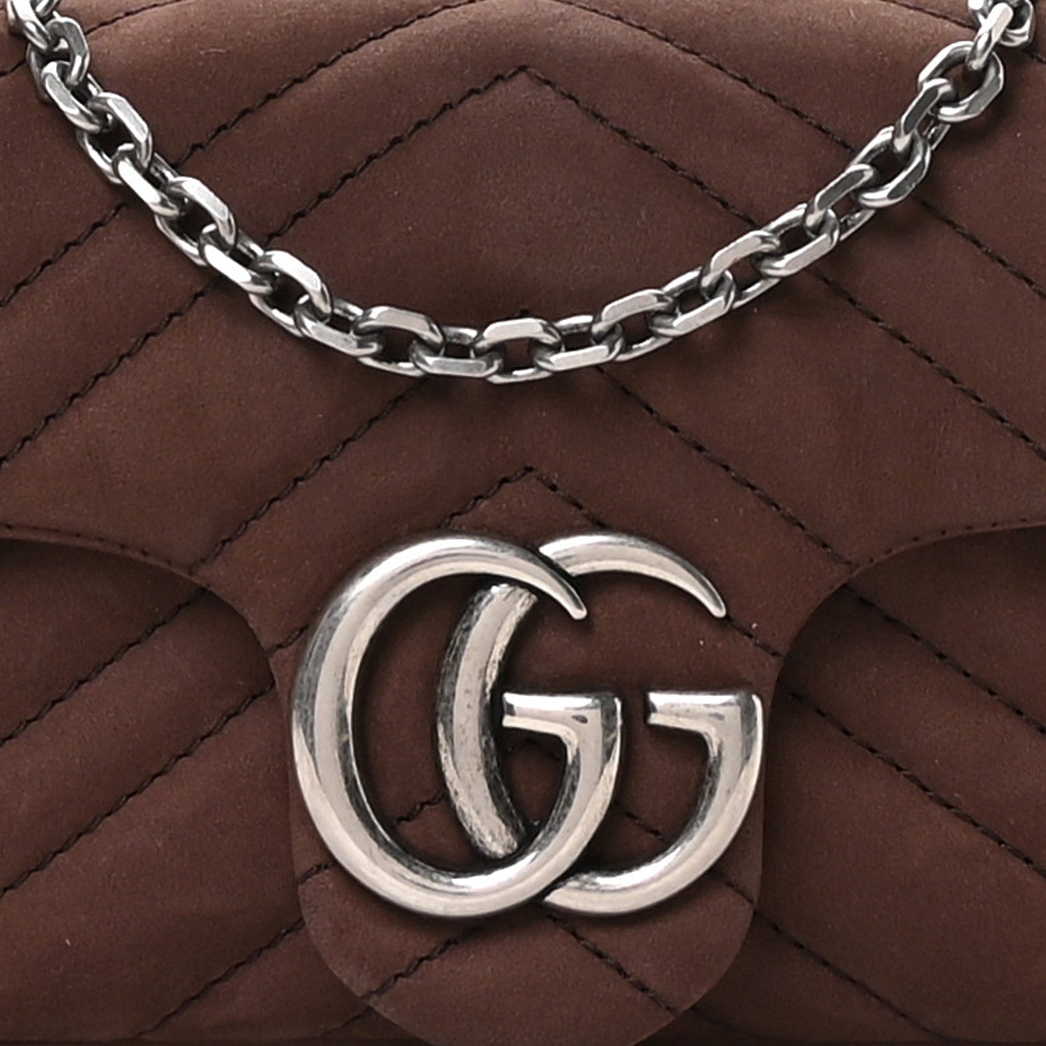 Gucci Nubuck Matelasse Mini GG Marmont Shoulder Bag Dark Brown 8 of 10