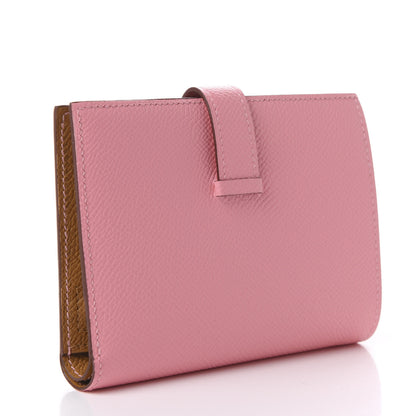 Hermes Epsom Verso Bearn Compact Wallet Rose Confetti Sesame 3 of 8
