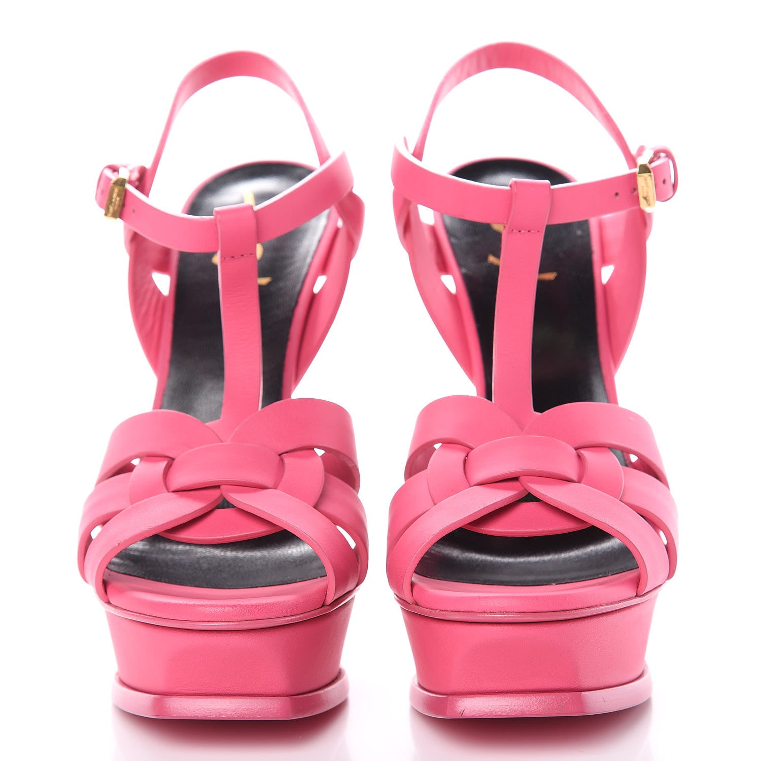 Saint Laurent Grained Calfskin Tribute 105 Platform Sandals 38.5 Rose Clair 2 of 14