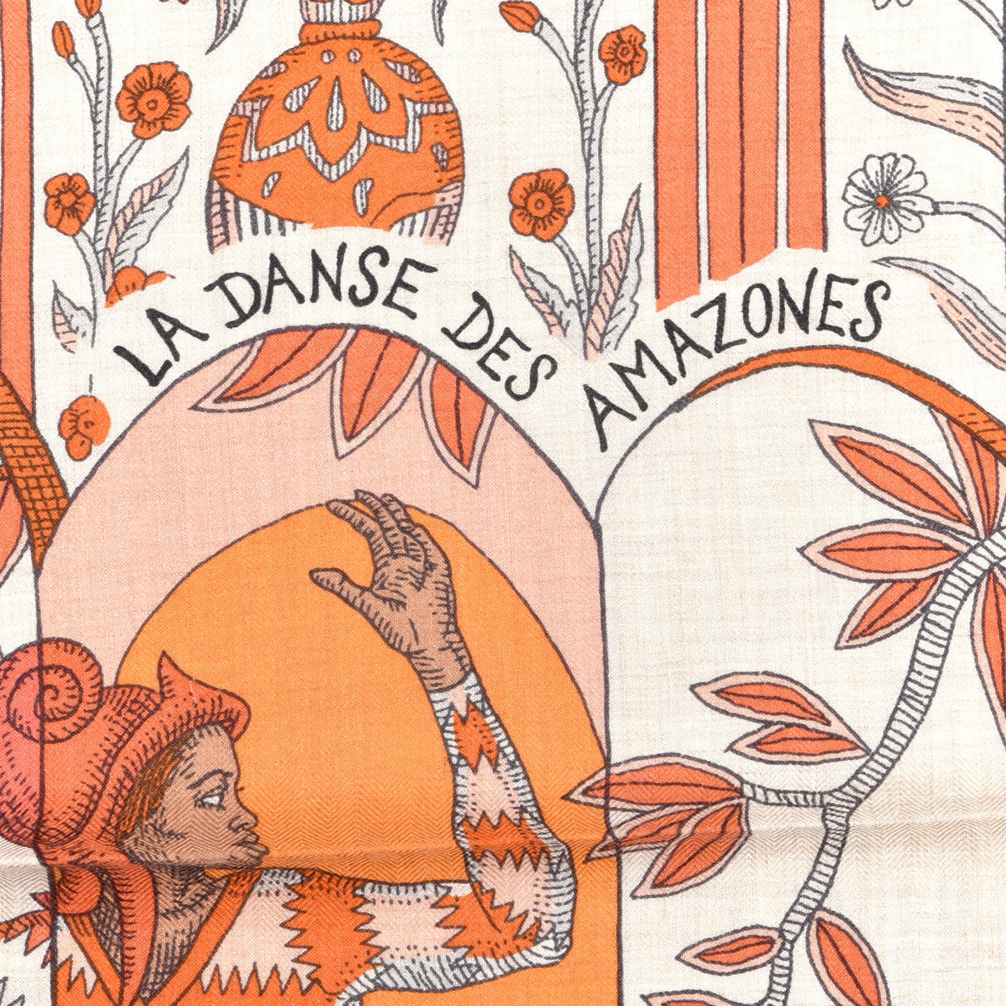 Cashmere Silk La Danse Des Amazones Shawl 140 Orange Natural Corail