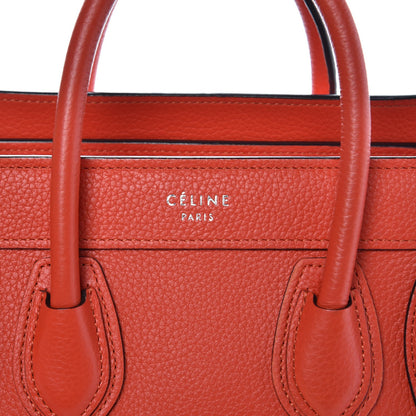 Celine Drummed Calfskin Nano Luggage Vermillion 6 of 8
