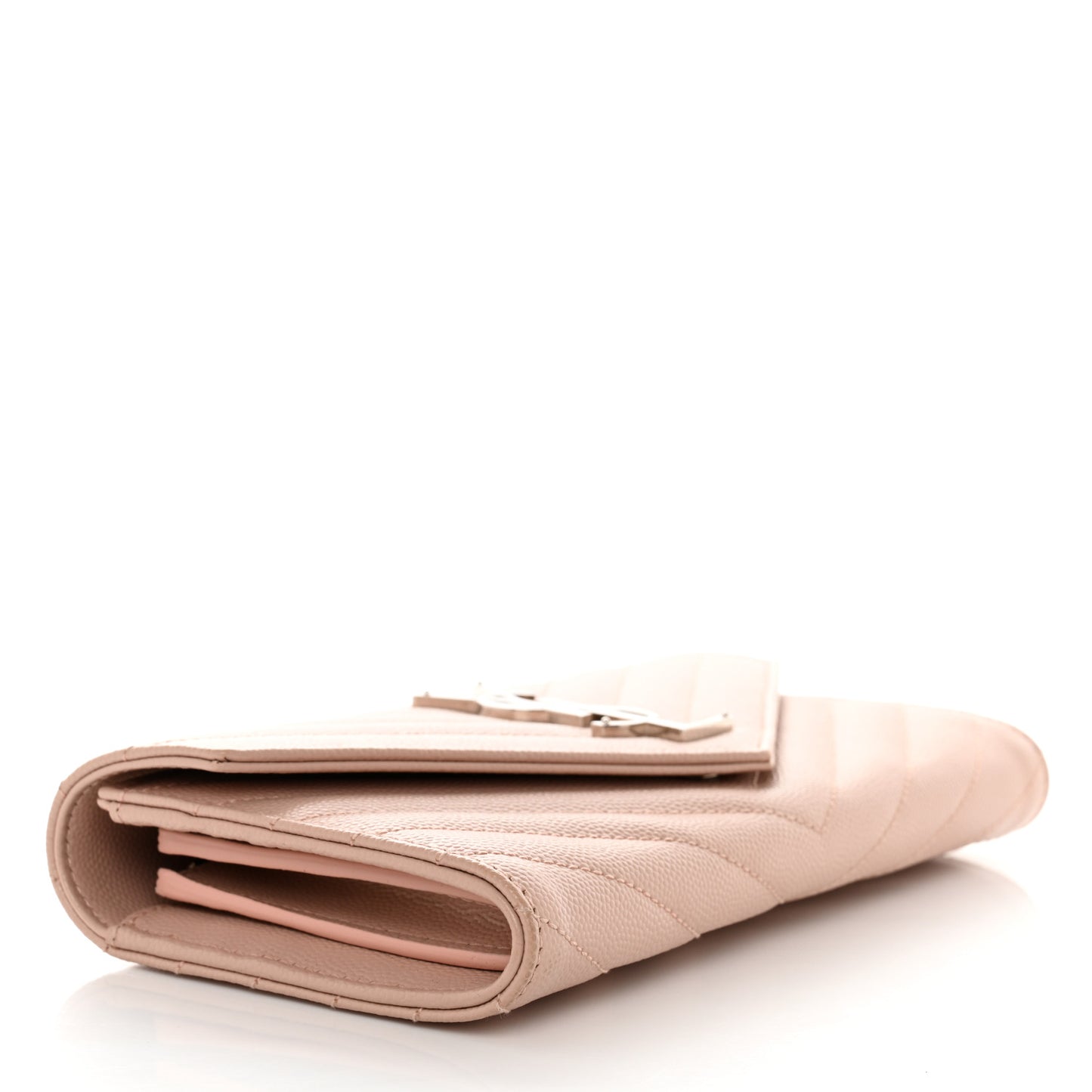 Grain De Poudre Matelasse Chevron Monogram Flap Wallet Pale Pink