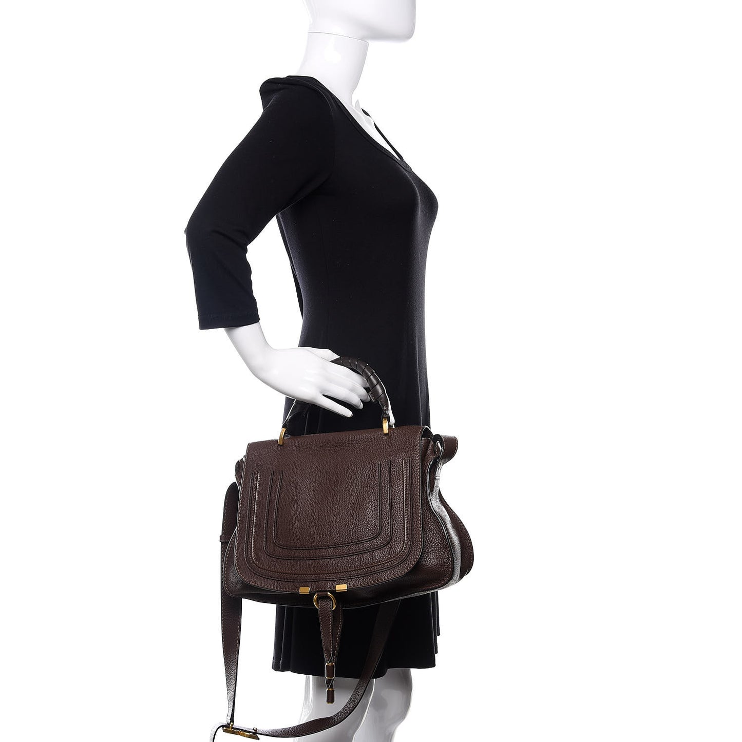 Calfskin Medium Marcie Top Handle Bag Truffle