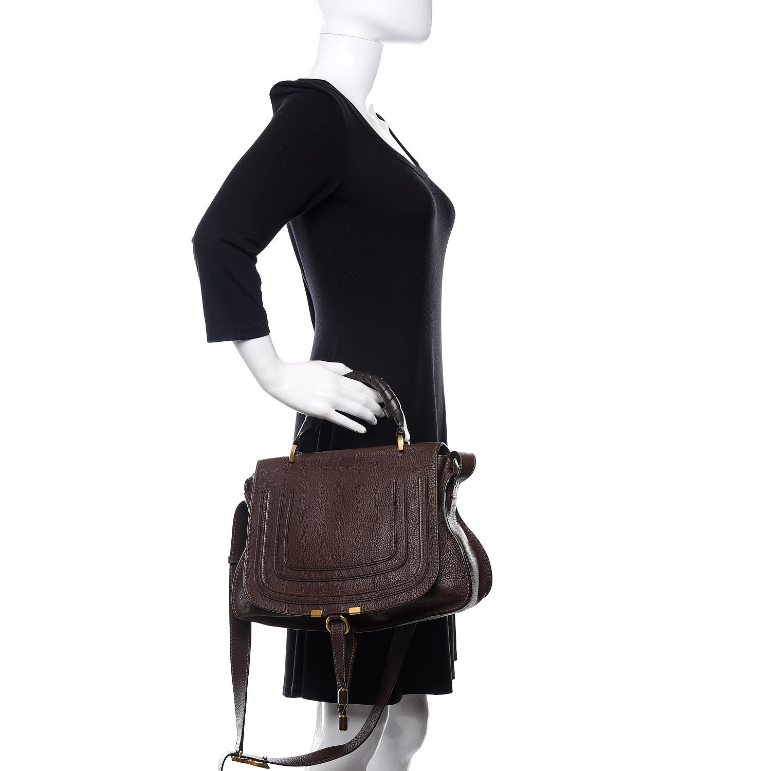 Chloe Calfskin Medium Marcie Top Handle Bag Truffle 3 of 13
