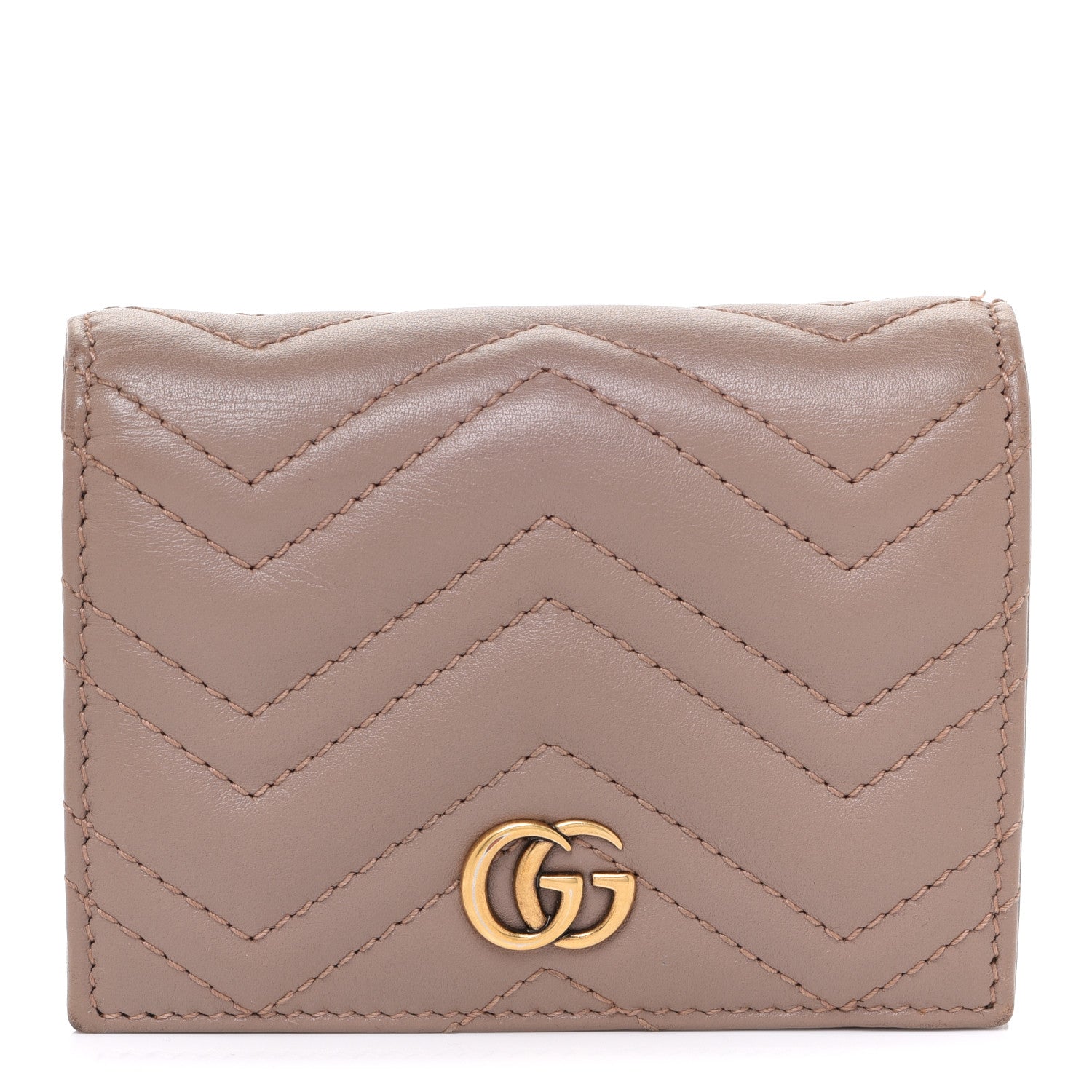 Gucci Calfskin Matelasse GG Marmont Card Case Porcelain Rose 1 of 10