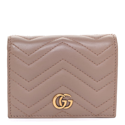 Gucci Calfskin Matelasse GG Marmont Card Case Porcelain Rose 1 of 10