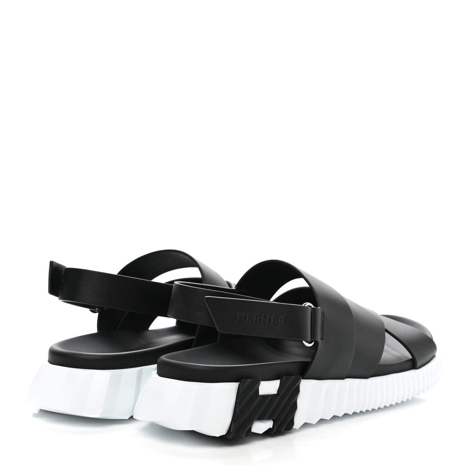 Hermes Calfskin Goatskin Mens Electric Sandals 43 Black White 4 of 10