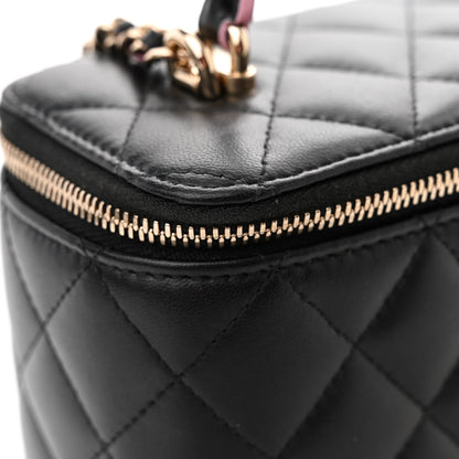 Chanel Lambskin Quilted Small Top Handle Vanity Case With Chain Black Lilac 11 of 12