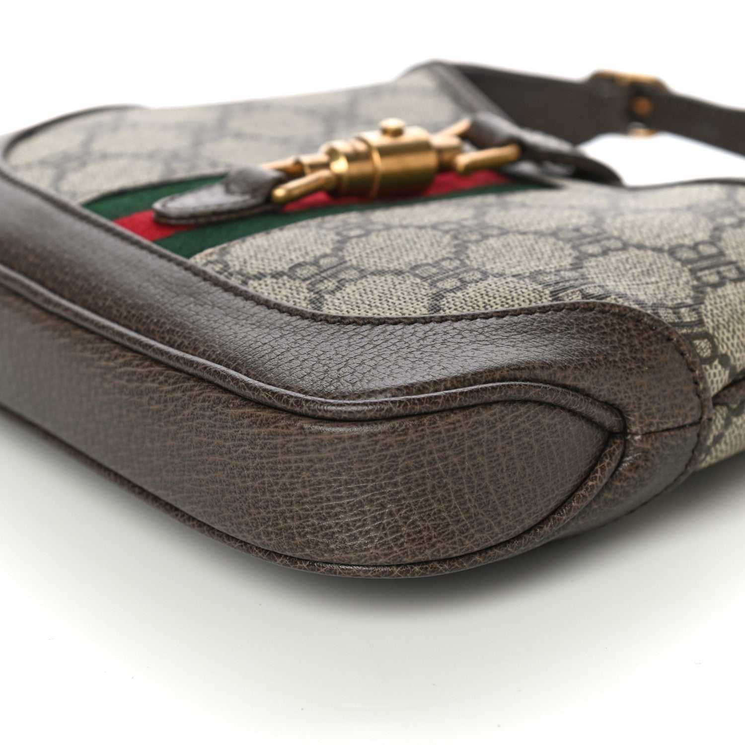 Gucci X BALENCIAGA BB Supreme Monogram Calfskin Web Mini Jackie 1961 Hobo Beige Ebony 9 of 11