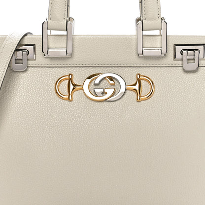 Gucci Grainy Calfskin Small Zumi Top Handle Bag Mystic White 8 of 10