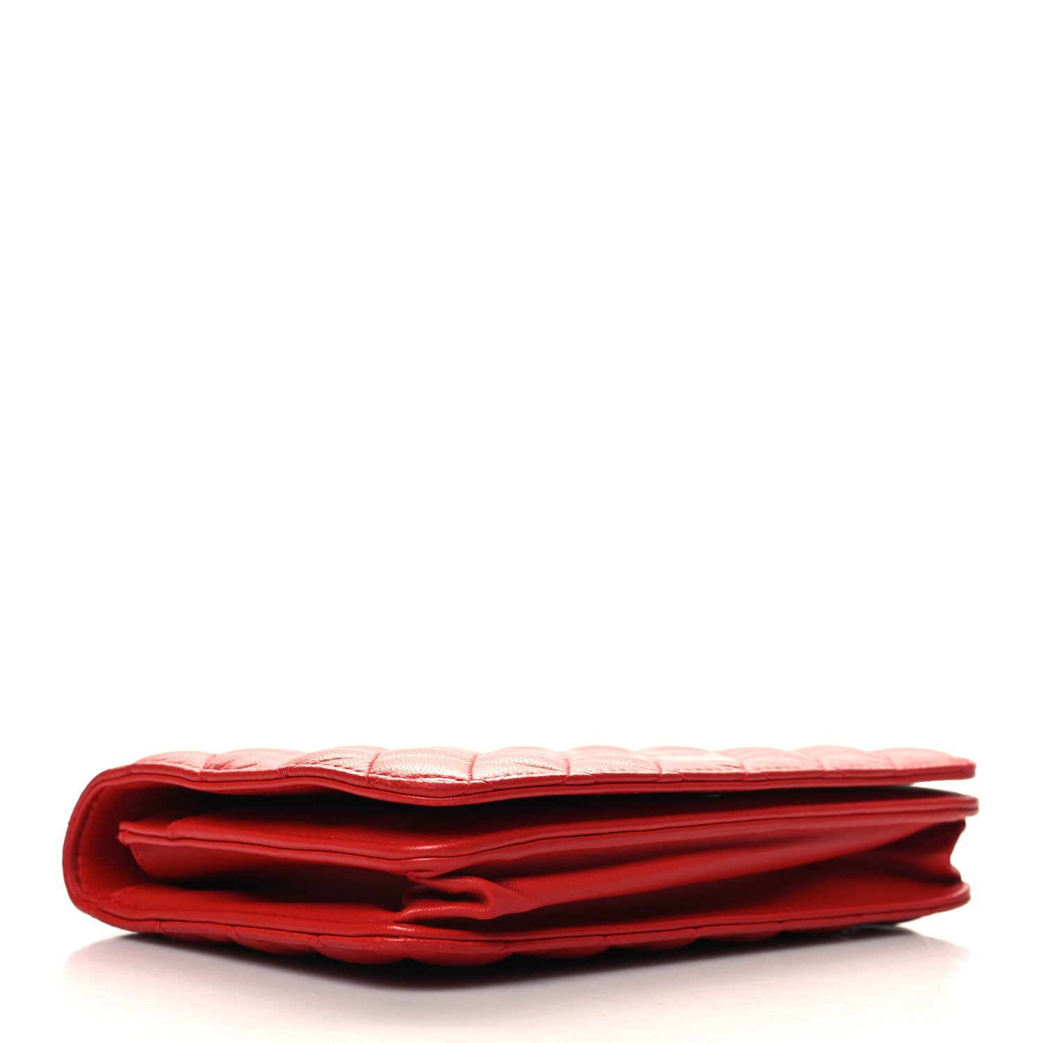 Chanel Lambskin Quilted Diamond CC Wallet On Chain WOC Red 4 of 12