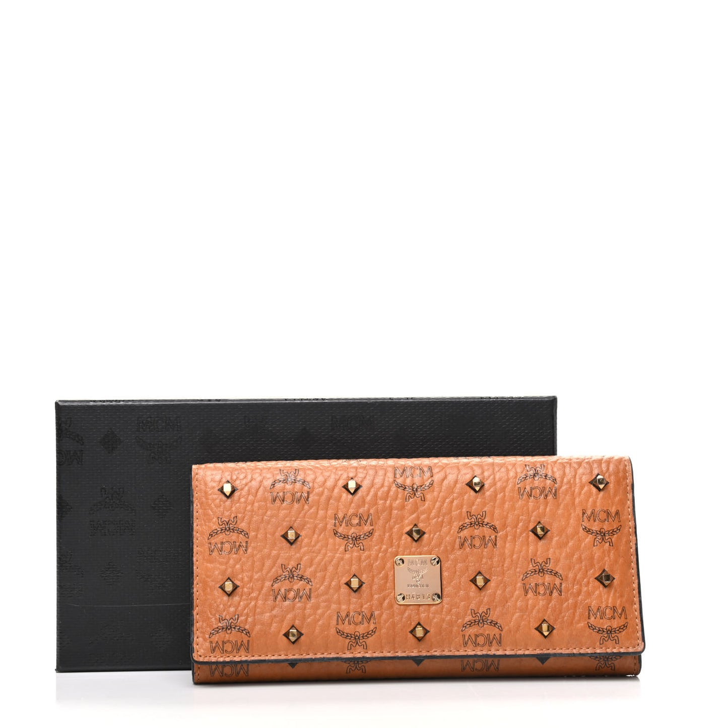 Visetos Studded Continental Flap Wallet Cognac