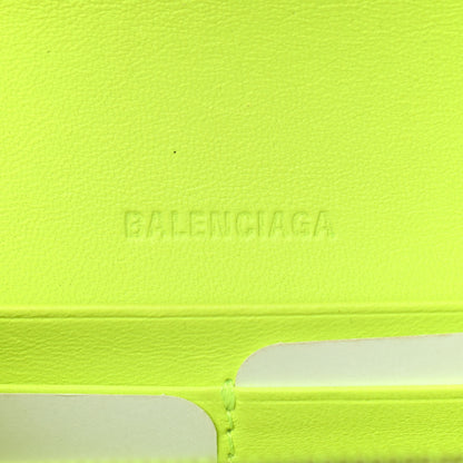 Balenciaga Extra Supple Calfskin Crocodile Embossed Gossip Wallet On Chain Fluo Yellow 6 of 11
