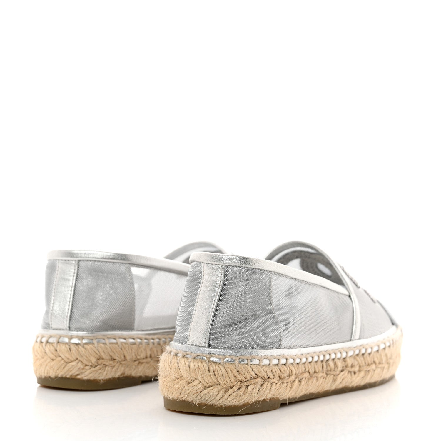 Chanel Mesh Grosgrain CC Espadrilles 35 Silver 4 of 9