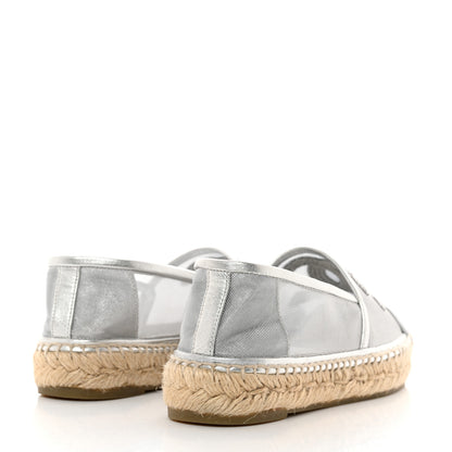 Chanel Mesh Grosgrain CC Espadrilles 35 Silver 4 of 9