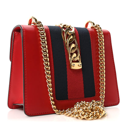Gucci Calfskin Mini Sylvie Chain Shoulder Bag Hibiscus Red 3 of 10