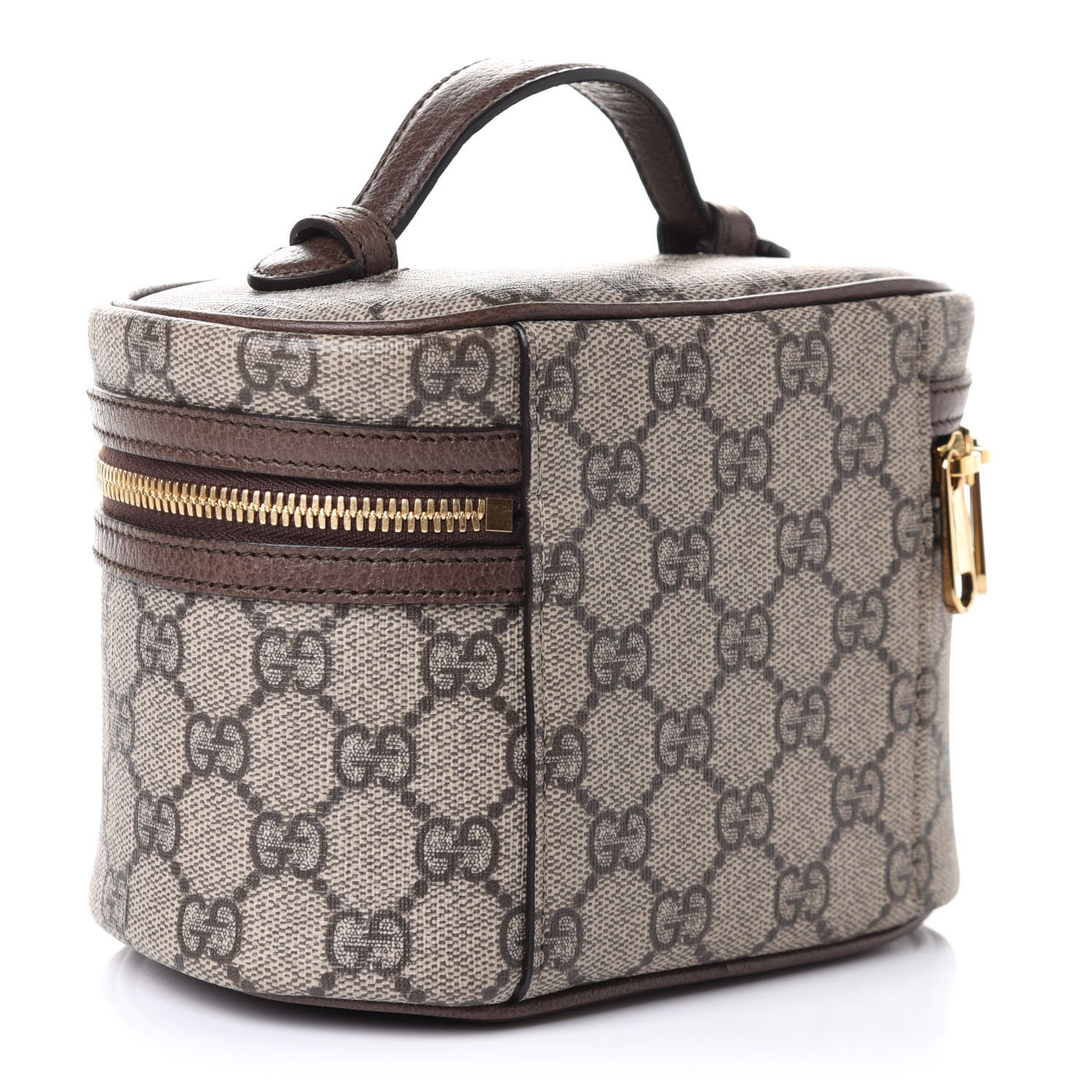 Gucci GG Supreme Monogram Textured Calfskin Web Ophidia Vanity Cosmetic Case Beige Ebony New Acero 3 of 9