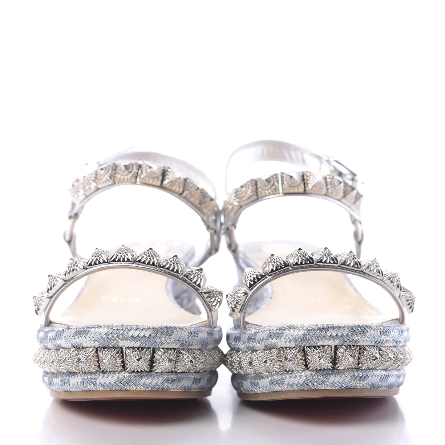 Patent Lurex Pira Ryad 60 Platform Sandals 36 Silver Blue