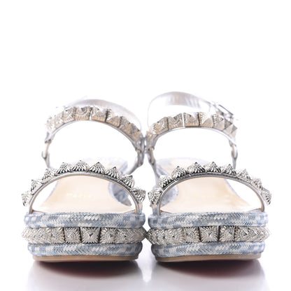 Christian Louboutin Patent Lurex Pira Ryad 60 Platform Sandals 36 Silver Blue 2 of 11