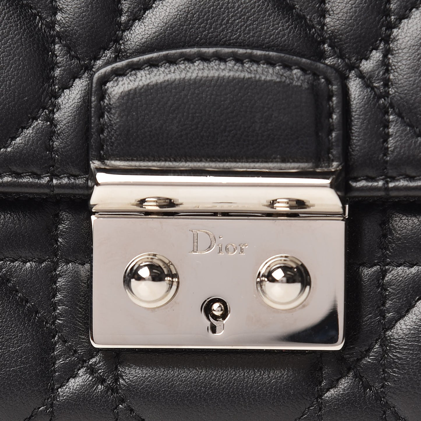 Lambskin Cannage Miss Dior Chain Wallet Black