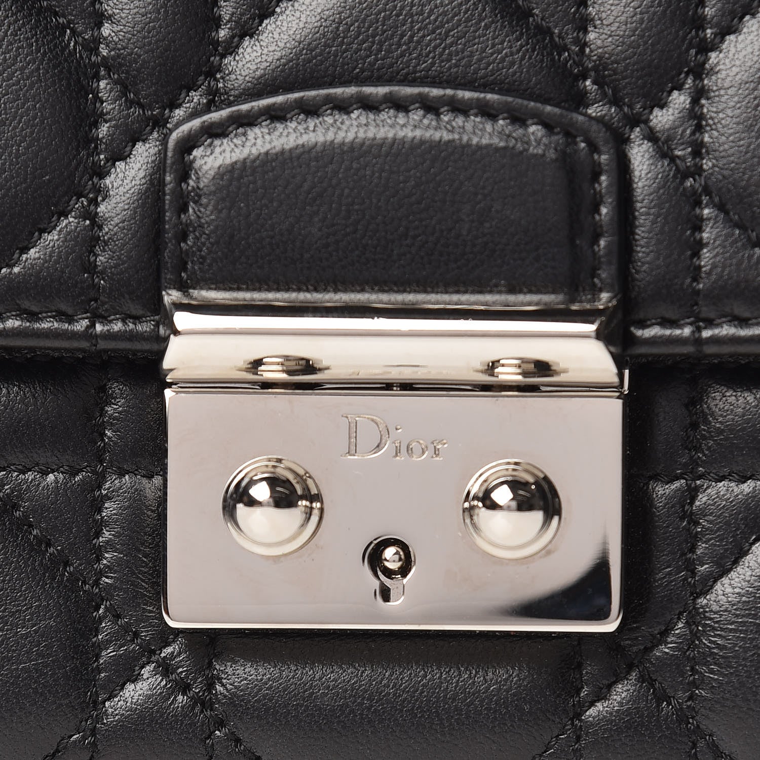Christian Dior Lambskin Cannage Miss Dior Chain Wallet Black 10 of 12