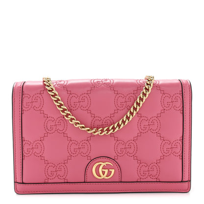 Gucci Calfskin GG Matelasse Chain Wallet Rhodamine Pink 1 of 12