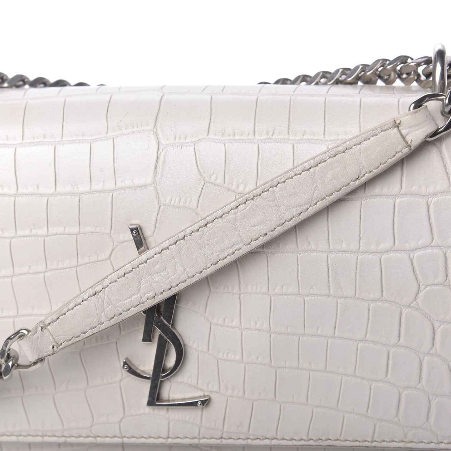 Calfskin Crocodile Embossed Medium Monogram Sunset Blanc Vintage