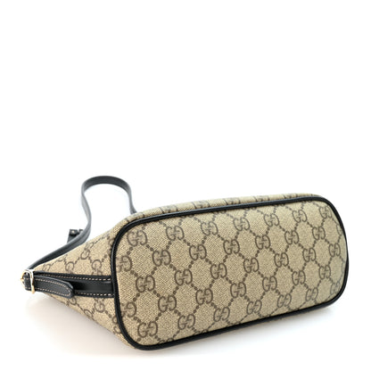 Gucci GG Supreme Monogram Emblem Small Shoulder Bag Beige Black 4 of 10