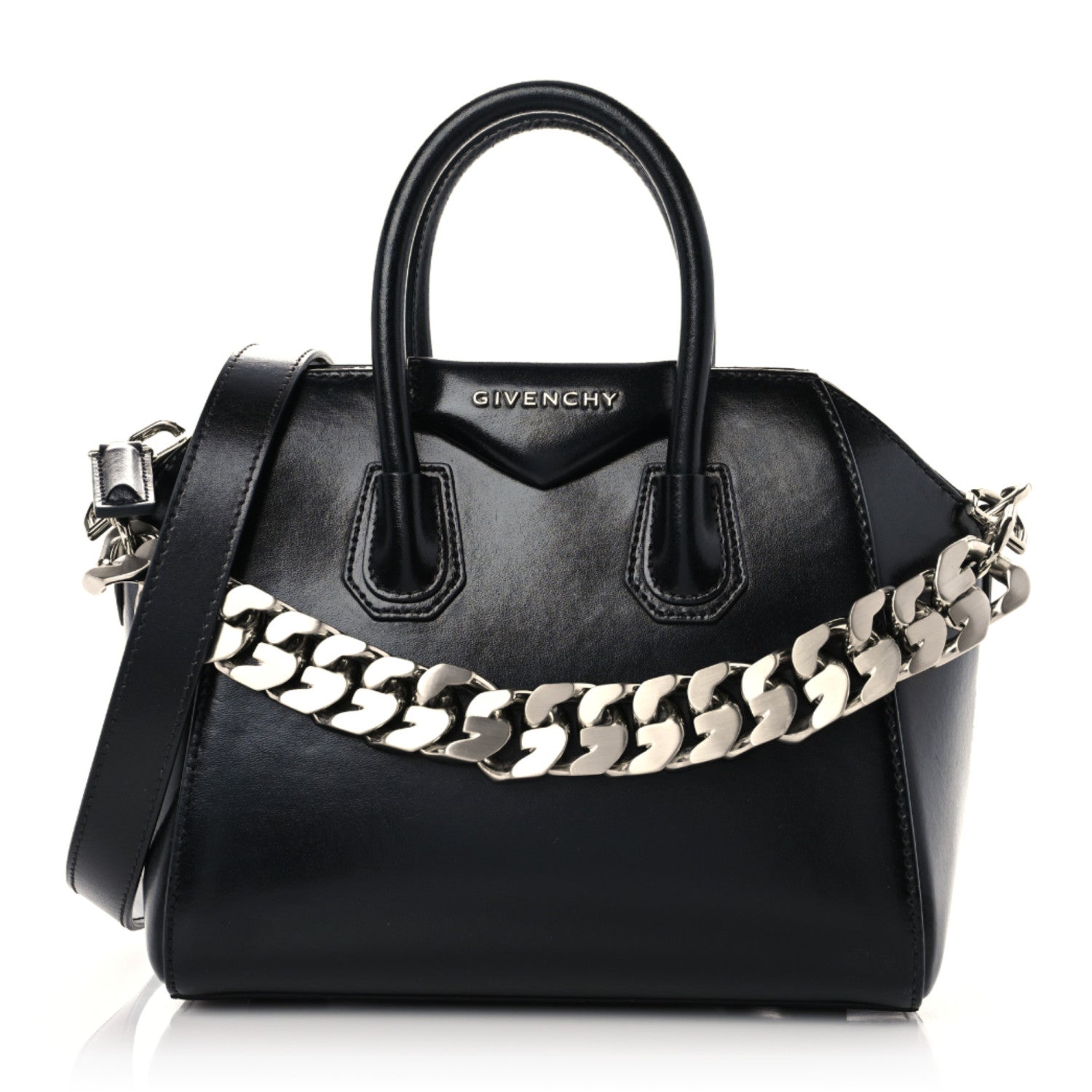 Givenchy Shiny Lord Calfskin Mini Antigona With Chain Black 1 of 18