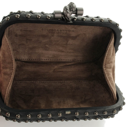 Bottega Veneta Waxy Nappa Intrecciato Knot Studded Clutch Nero 6 of 7