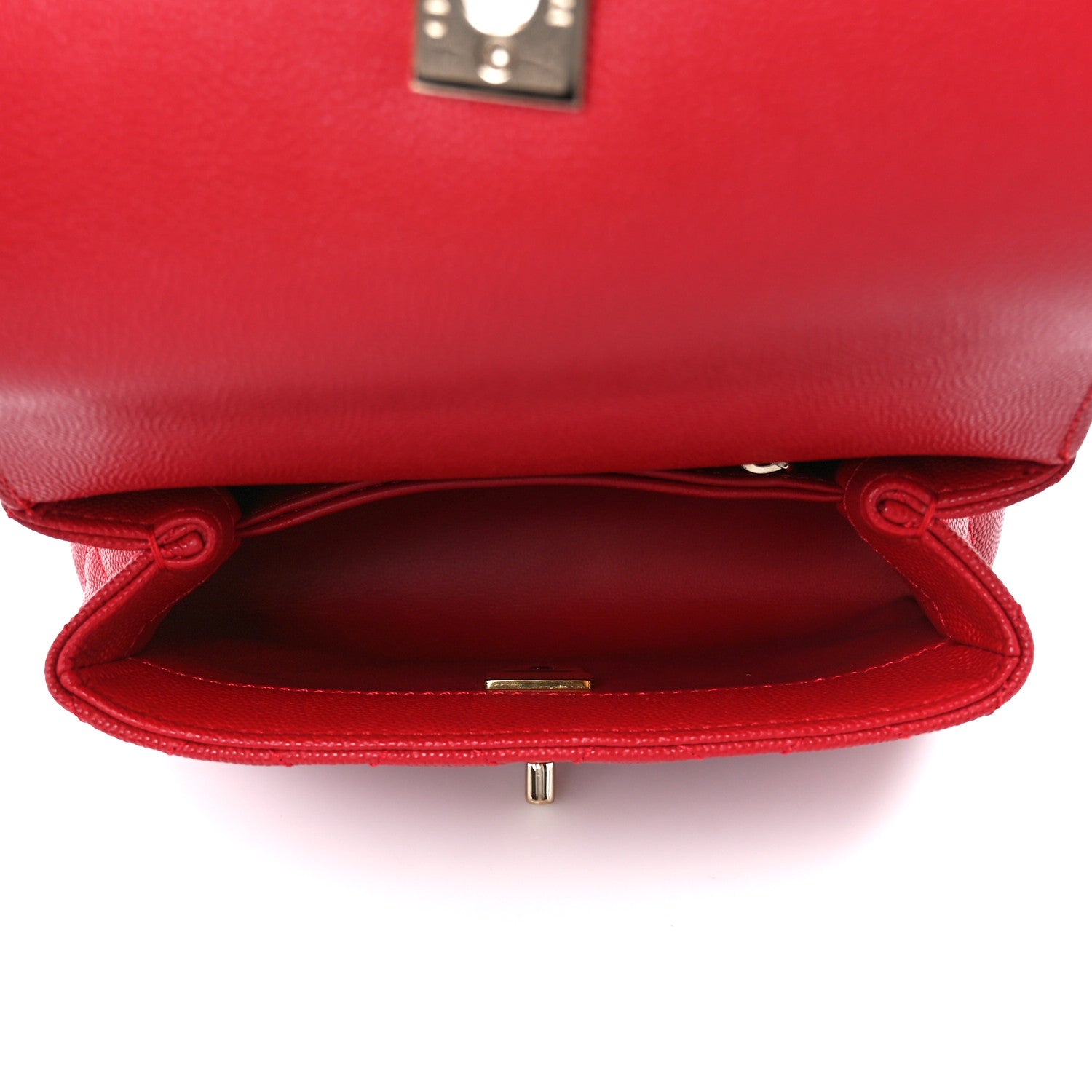 Chanel Caviar Quilted Lizard Embossed Extra Mini Coco Handle Flap Red 5 of 11