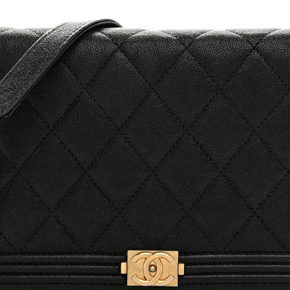 Chanel Caviar Quilted Boy Wallet On Chain WOC Black 9 of 11