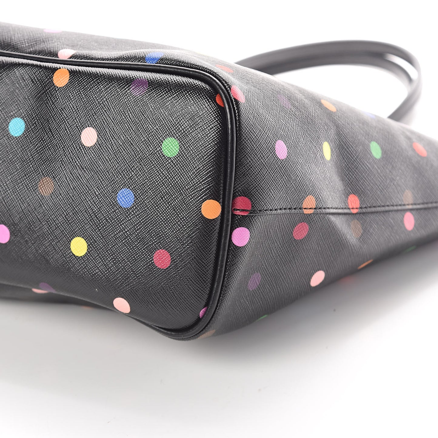 Textured Coated Canvas Medium Dots Print Antigona Tote Black