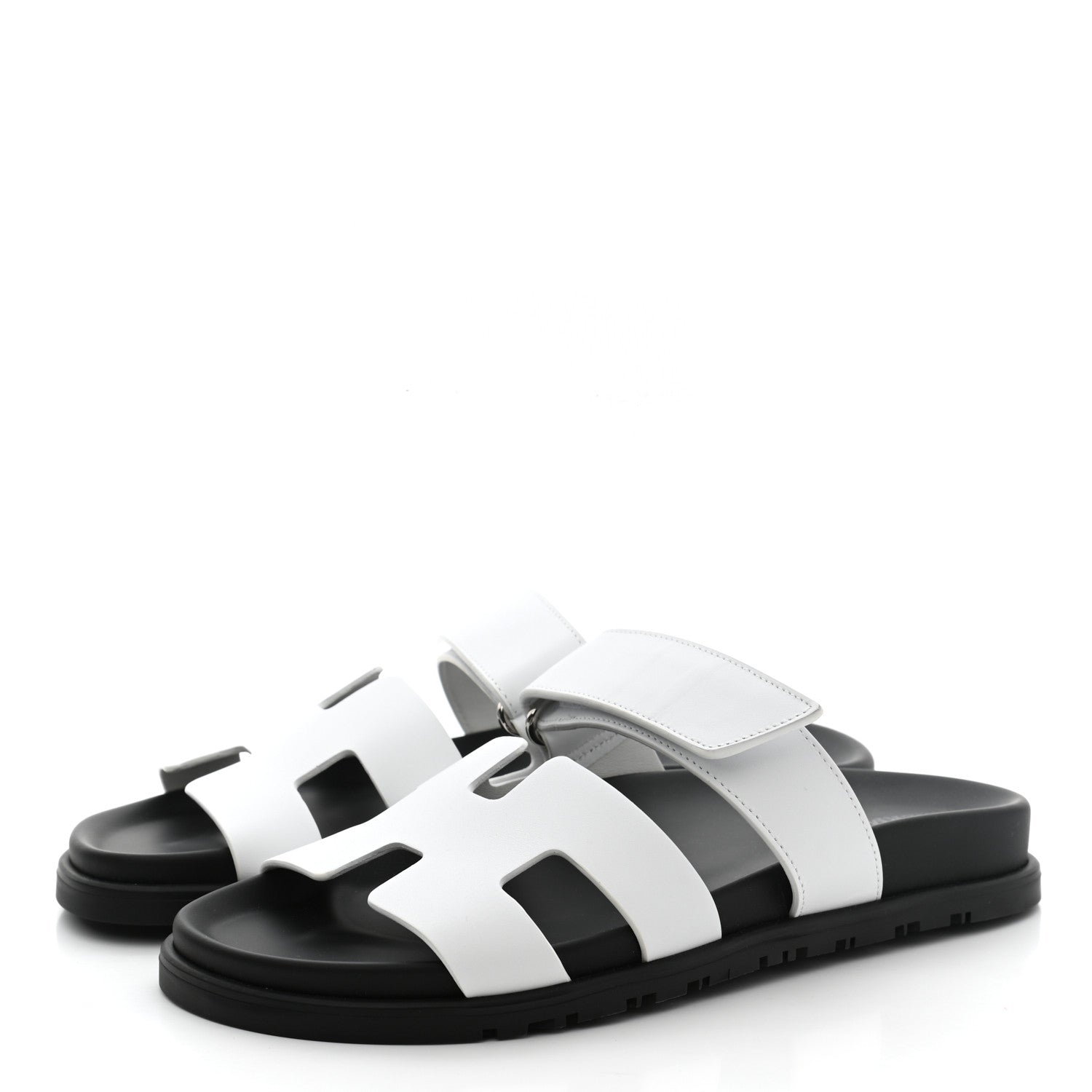 Hermes Calfskin Womens Chypre Sandals 37 White 3 of 9