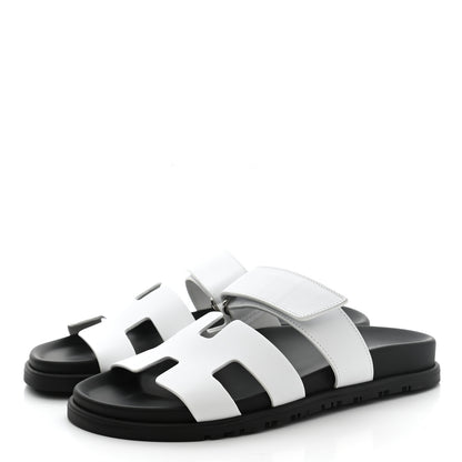 Hermes Calfskin Womens Chypre Sandals 37 White 3 of 9