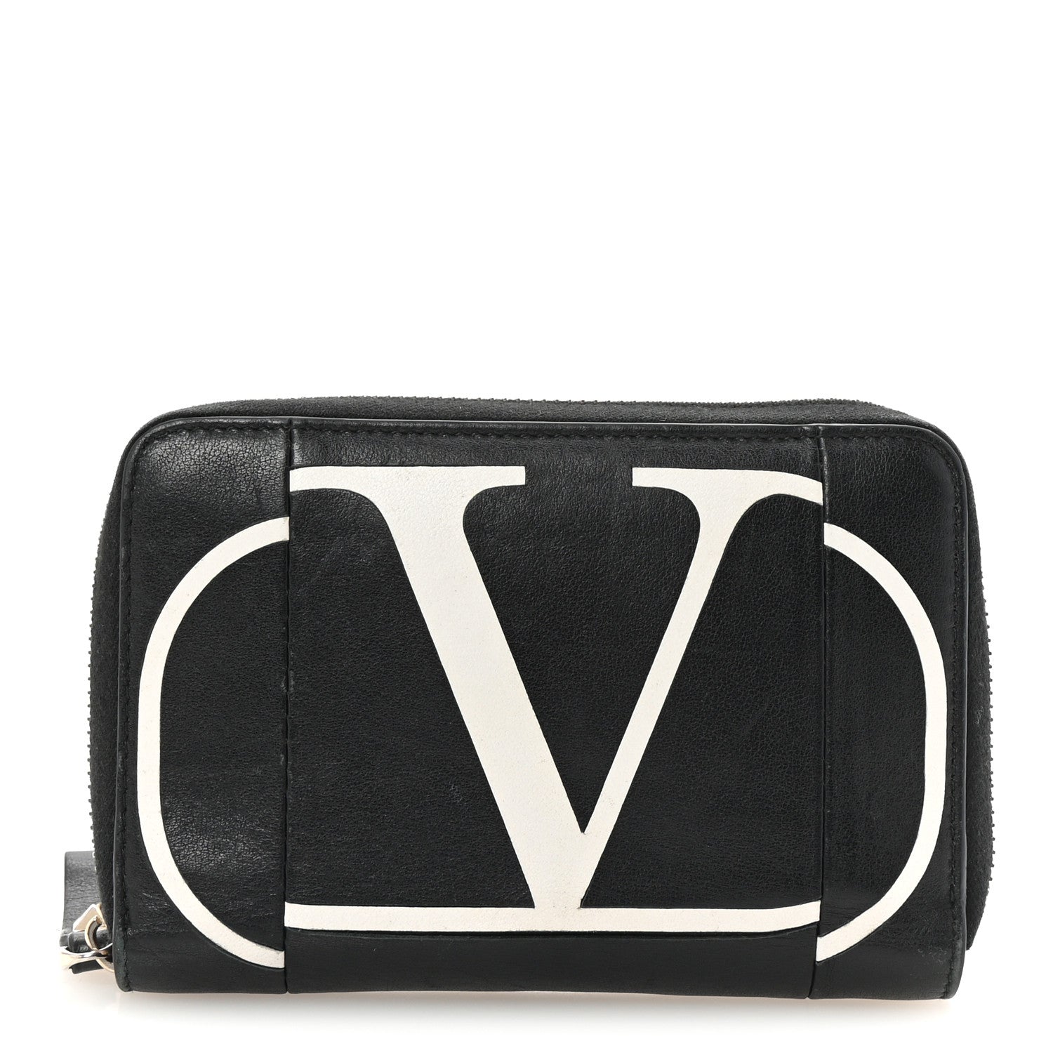 Valentino Garavani Calfskin Go Logo Zip Around Wallet Black 1 of 8