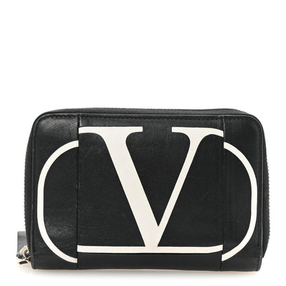 Valentino Garavani Calfskin Go Logo Zip Around Wallet Black 1 of 8