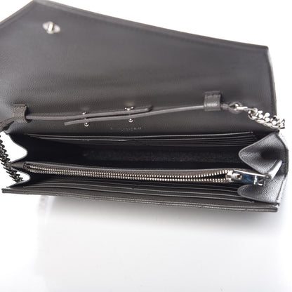 Saint Laurent Grain De Poudre Matelasse Chevron Monogram Chain Wallet Earth 5 of 9