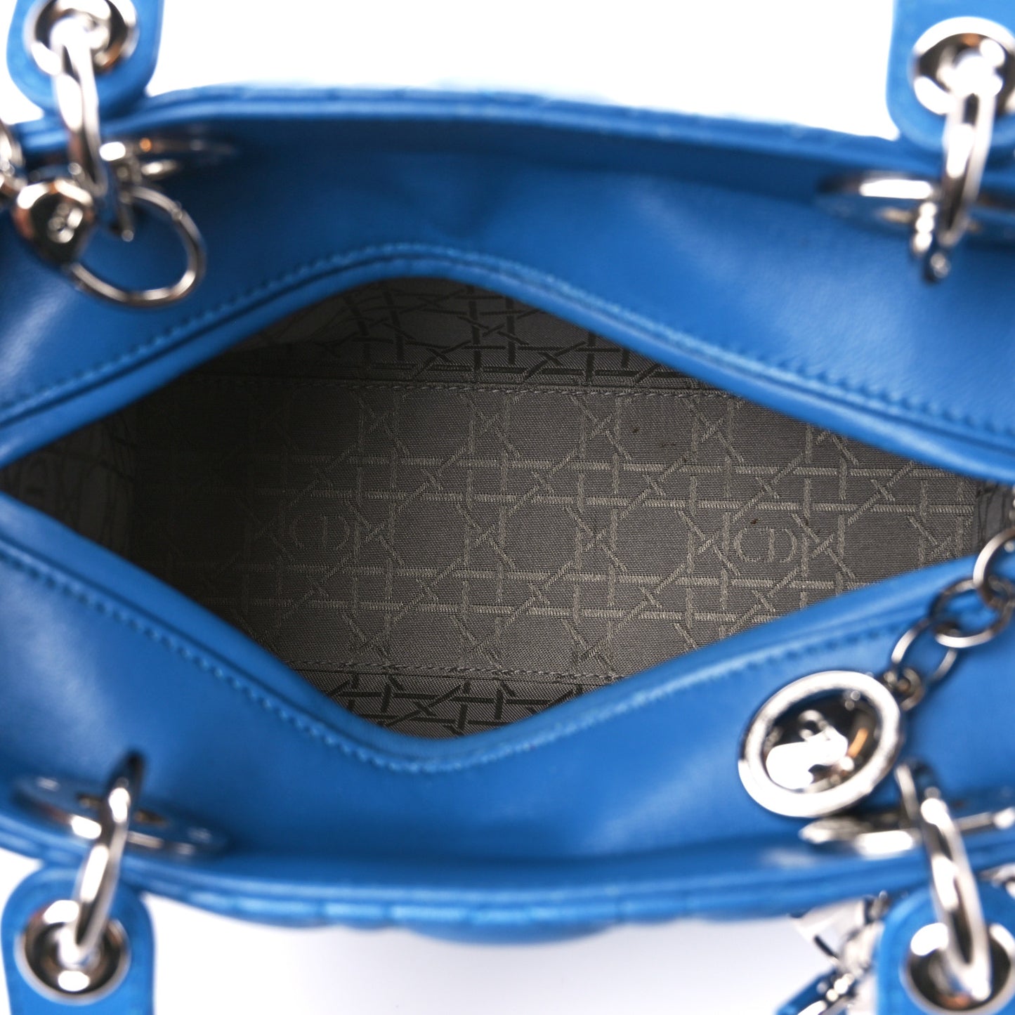 Lambskin Cannage Medium Lady Dior Blue Persan
