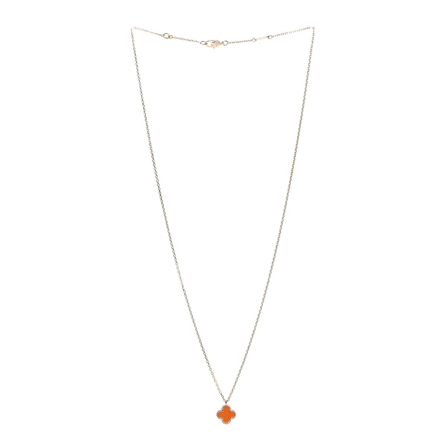 18K Rose Gold Carnelian Sweet Alhambra Pendant Necklace