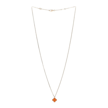 Van Cleef & Arpels 18K Rose Gold Carnelian Sweet Alhambra Pendant Necklace 3 of 8