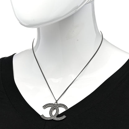 Chanel Crystal Large CC Necklace Ruthenium Black 2 of 6