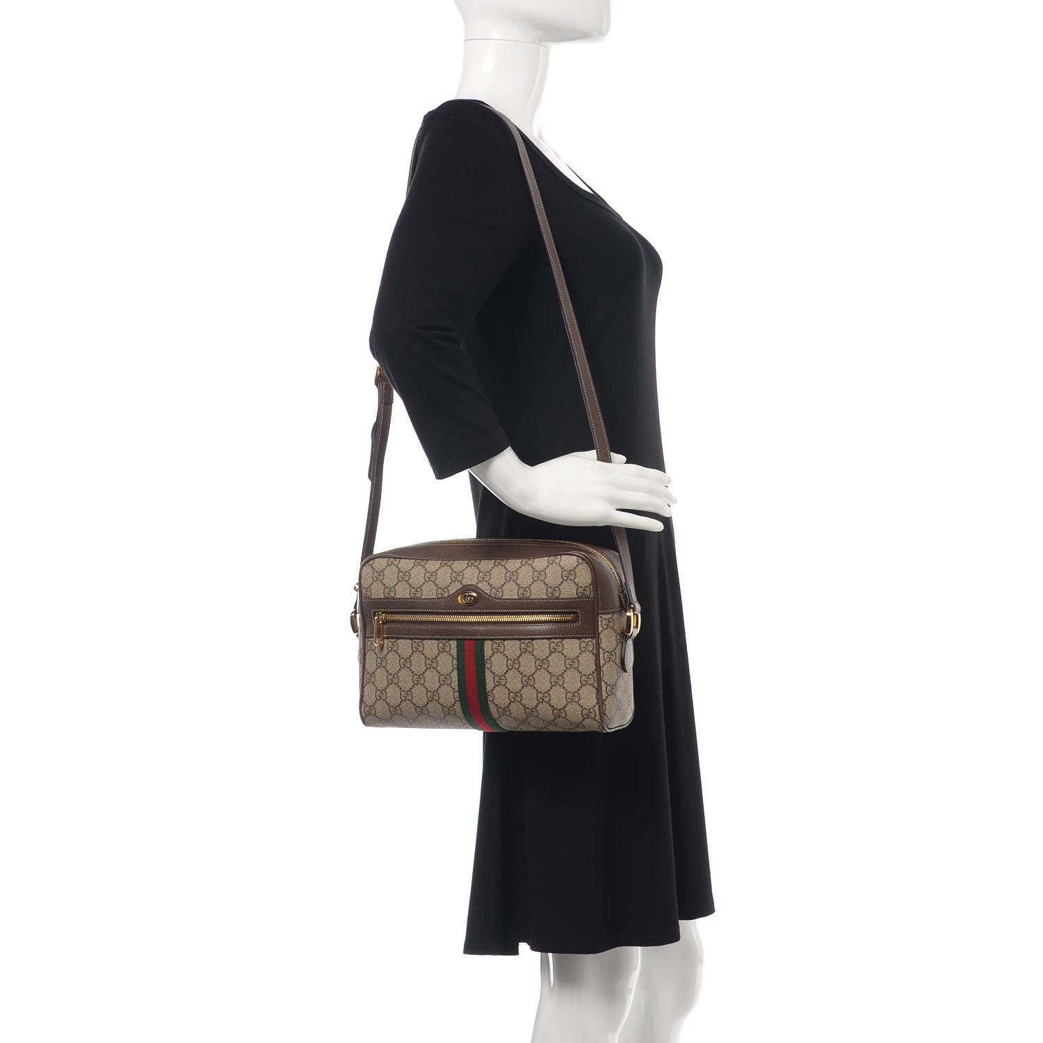Gucci GG Supreme Monogram Web Small Ophidia Shoulder Bag Brown 2 of 11