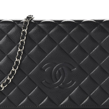 Chanel Caviar Quilted Diamond CC Wallet On Chain WOC Black 10 of 11