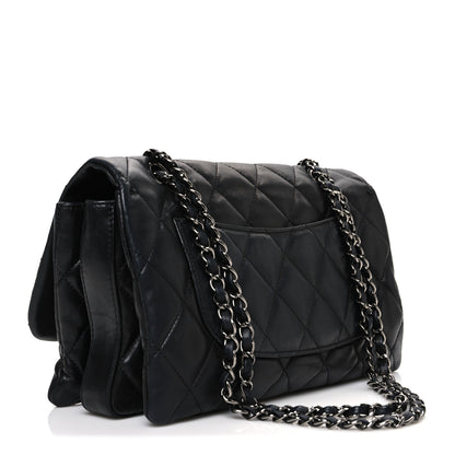 Chanel Lambskin Quilted Jumbo 3 Flap Black 3 of 11